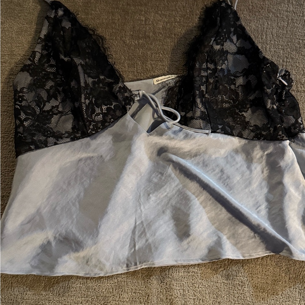 Elegant Lace Trim Top in Black and blue